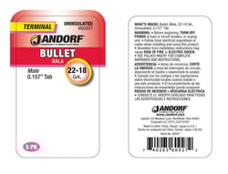 Jandorf 22-18 Ga. Uninsulated Wire Male Bullet Silver 5 pk