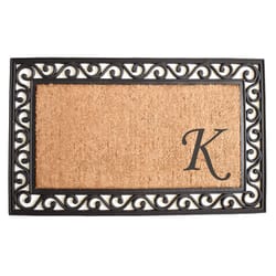 Calloway Mills Versailles Monogram 1.83 W X 3 L Black/Brown Rectangular Coir Door Mat