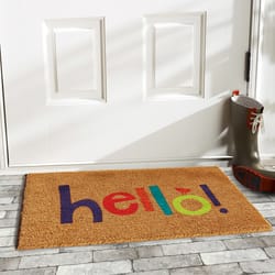 Home & More 1.42 W X 2.42 L Multi-color Colorful Hello Coir Door Mat