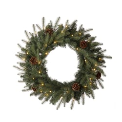 Glitzhome 24 in. D Incandescent Prelit Warm White Artificial Pine Cone Wreath