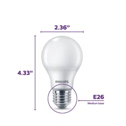 Philips A19 E26 (Medium) LED Bulb Soft White 60 W 4 pk