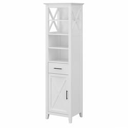 Bush Furniture Key West Bathroom 68.11 in. H X 18.90 in. W X 15.67 in. D White Wood Storage Cabinet