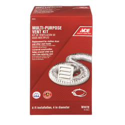 Ace 4 in. W X 6 in. L White Plastic Dryer Vent Kit