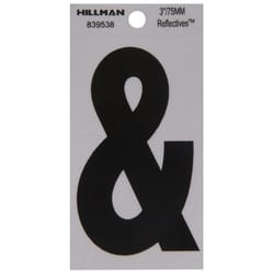 HILLMAN 3 in. Reflective Black Vinyl  Self-Adhesive Special Character Ampersand 1 pc