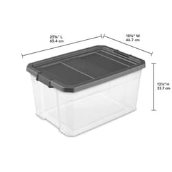 Sterilite 76 qt Clear/Gray Storage Box 13-1/4 in. H X 25-3/4 in. W X 18-3/8 in. D Stackable