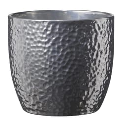 SK Pottery 5.1 in. H X 5.5 in. D Clay Boston Ceramic Pot Silver