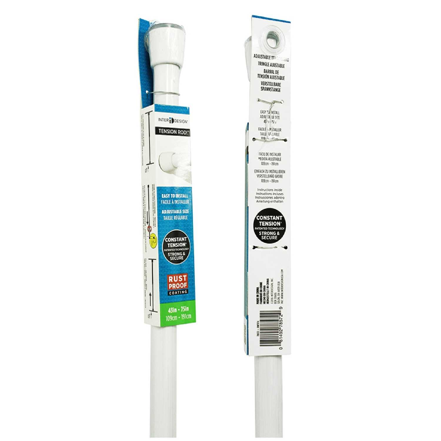 InterDesign Round Tension Rod 75 in. L White Ace Hardware