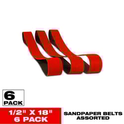 Diablo 18 in. L X .5 in. W Aluminum Oxide Sanding Belt Assorted Grit 6 pc