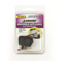 Jandorf 10 amps Single Pole Rocker Appliance Switch Black/Red 1 pk
