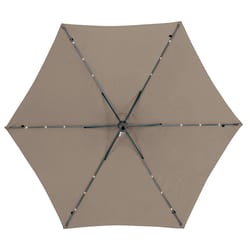 Living Accents Solar LED 9 ft. Tiltable Taupe Market Umbrella