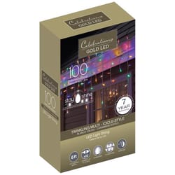 Celebrations GOLD LED Mini Multicolored 100 ct Icicle Christmas Lights 6 ft.