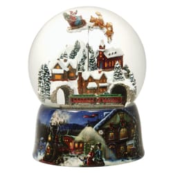 Roman Glitter Dome LED Multicolored Musical with Santa in Sleigh Table Decor 6 in.