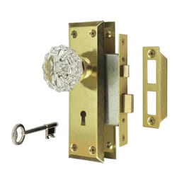 Ace Victorian Satin Brass Keyed Mortise Lock Set 1-3/4 in.