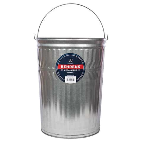 Behrens Galvanized Steel Trash Can with Lid, Silver, 31 gal