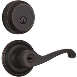 Brinks Push Pull Rotate Glenshaw Oil Rubbed Bronze Entry Lever and Deadbolt Set 1.75 in.