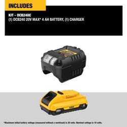 DeWalt 20V MAX DCB240C 4 Ah Lithium-Ion Compact Battery and Charger Starter Kit 2 pc