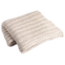 Karma Chunky Knit 60 in. W X 50 in. L Oatmeal Cotton Throw Blanket