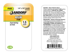 Jandorf AGW 1.5 amps Fast Acting Fuse 4 pk