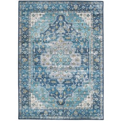 Linon Home Decor Jewett 3 ft. W X 5 ft. L Teal Traditional Polyester Area Rug