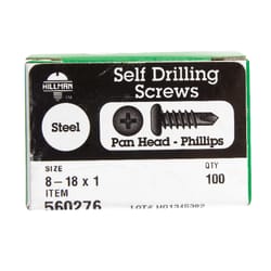 HILLMAN No. 8-18 X 1 in. L Phillips Pan Head Self-Drilling Screws 100 pk