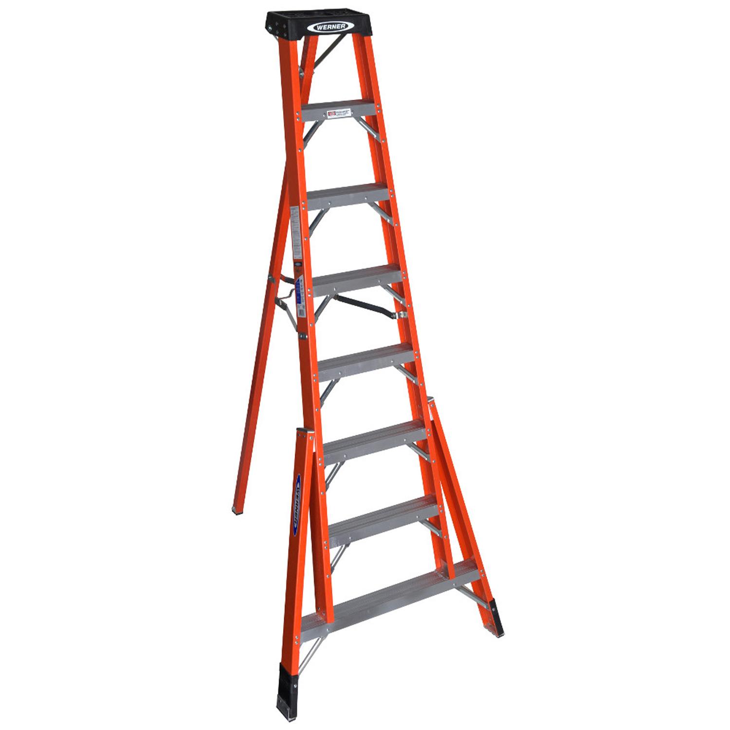 Werner 8 ft. H Fiberglass Tripod Step Ladder Type IA 300 lb. capacity Sansujyuku sansujyuku.com