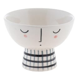 Karma Black/White Ceramic Footed Bowl
