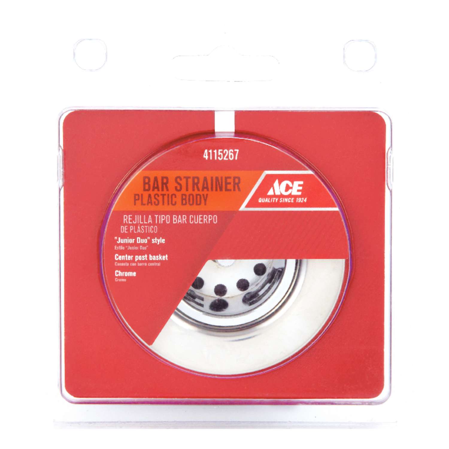 Ace 21/2 in. D Chrome Stainless Steel Bar Sink Strainer Basket Silver