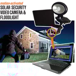 Maxsa Motion-Sensing Solar Powered LED Black Security Light with Video Camera