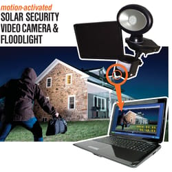Maxsa Motion-Sensing Solar Powered LED Black Security Light with Video Camera