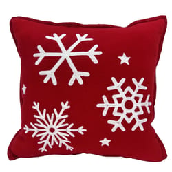 Celebrations Home Red/White Snowflake Pillow Indoor Christmas Decor 5 in.