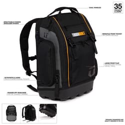 ToughBuilt 8.27 in. W X 18.5 in. H Nylon/Polyester Backpack Tool Bag 31 pocket Black/Orange 1 pc