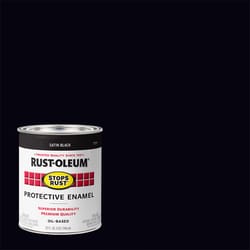Rust-Oleum Stops Rust Outdoor Satin Black Oil-Based Enamel Protective Paint 1 qt