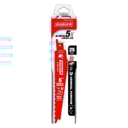 Diablo 6 in. Bi-Metal Wood Metal and Plastic Reciprocating Saw Blade 14/18 TPI 25 pk