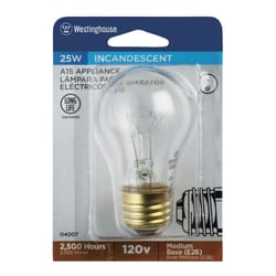 Westinghouse 25 W A15 Appliance Incandescent Bulb E26 (Medium) White 1 pk