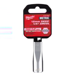 Milwaukee 12 mm S X 1/4 in. drive S Metric 6 Point Deep Socket 1 pc