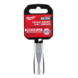 Milwaukee 12 mm S X 1/4 in. drive S Metric 6 Point Deep Socket 1 pc