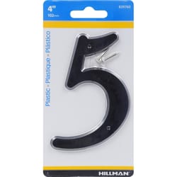 HILLMAN 4 in. Black Plastic Nail-On Number 5 1 pc