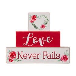 Glitzhome Valentine Block Table Decor Wood 1 pc