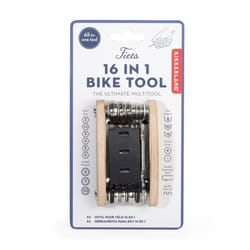 Kikkerland Fiets Nickel/Steel 16 in 1 Bike Tool Wood