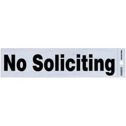 Hillman English Silver No Soliciting Decal 2 in. H X 8 in. W