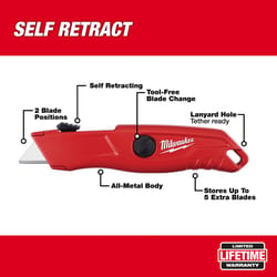 Milwaukee 5-3/4 in. Self-Retracting Safety Knife Red 1 pc