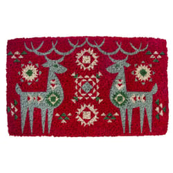 Entryways 18 in. W X 30 in. L Red Nordic Reindeer Coir Door Mat