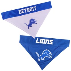 Pets First Blue/White Detroit Lions Cotton/Nylon Dog Collar Bandana Small/Medium