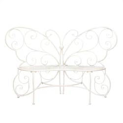 Summerfield Terrace White Steel Butterfly Bench 38.75 in. H X 60.5 in. L X 24.25 in. D