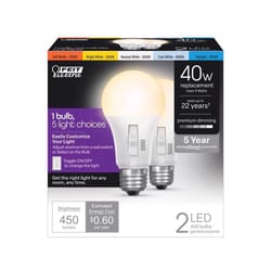 Feit LED A19 E26 (Medium) LED Bulb Color Changing 40 Watt Equivalence 2 pk