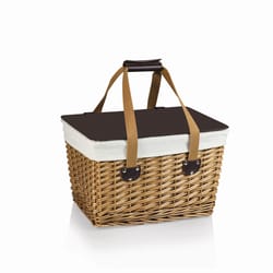 Picnic Time Canasta Wicker 16.5 in. L X 11.3 in. W X 9.8 in. H Beige/Brown Picnic Basket