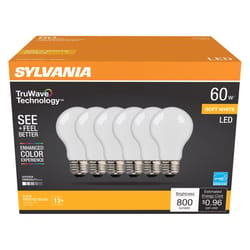 Sylvania Truwave A19 E26 (Medium) LED Bulb Warm White 60 Watt Equivalence 6 pk