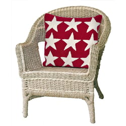 Liora Manne Frontporch Red Stars Polyester Throw Pillow 18 in. H X 2 in. W X 18 in. L