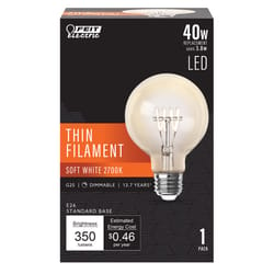 Feit LED Filament G25 E26 (Medium) Filament LED Bulb Soft White 40 Watt Equivalence 1 pk