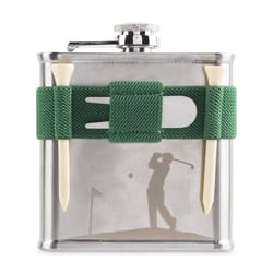 Kikkerland Design 6 oz Green/Silver Stainless Steel Golf Flask